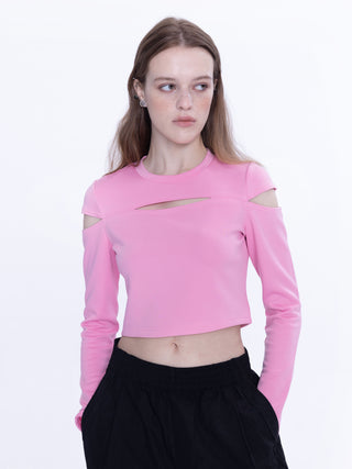 Cut Out Long Sleeve Crop Top