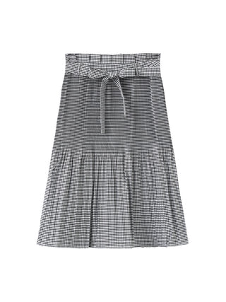 Plaid Pleated Midi Skirt