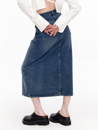 High Waisted Maxi Denim Skirt
