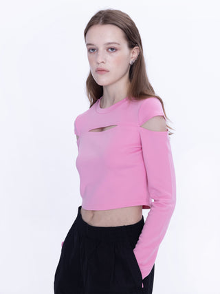 Cut Out Long Sleeve Crop Top