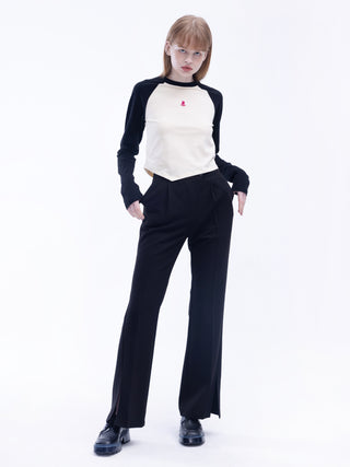 Asymmetric Slitted Tailored Trousers