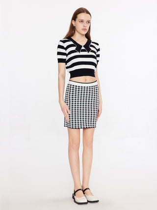 Cropped Striped Knit Top and Mini Skirt